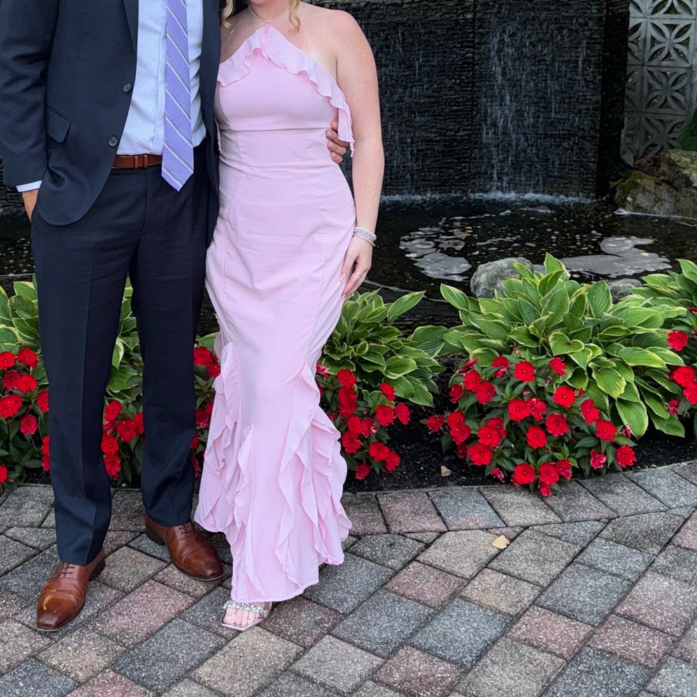 High neck floor length dress